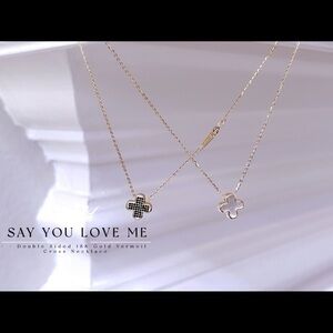 COPY - - - Double Sided Cross 18K Gold vermeil  neckelace